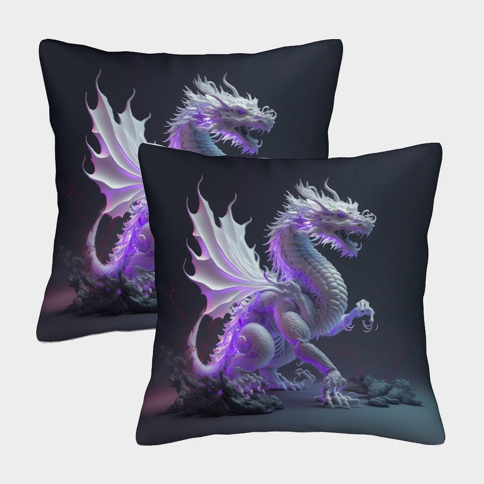 QFVANSIYO Glowing Dragon 3D Printed Pillowcase Soft Microfiber Bed Decor Dragon Theme Pillow Cover for Adults Teens Breathable Washable 40x40cm