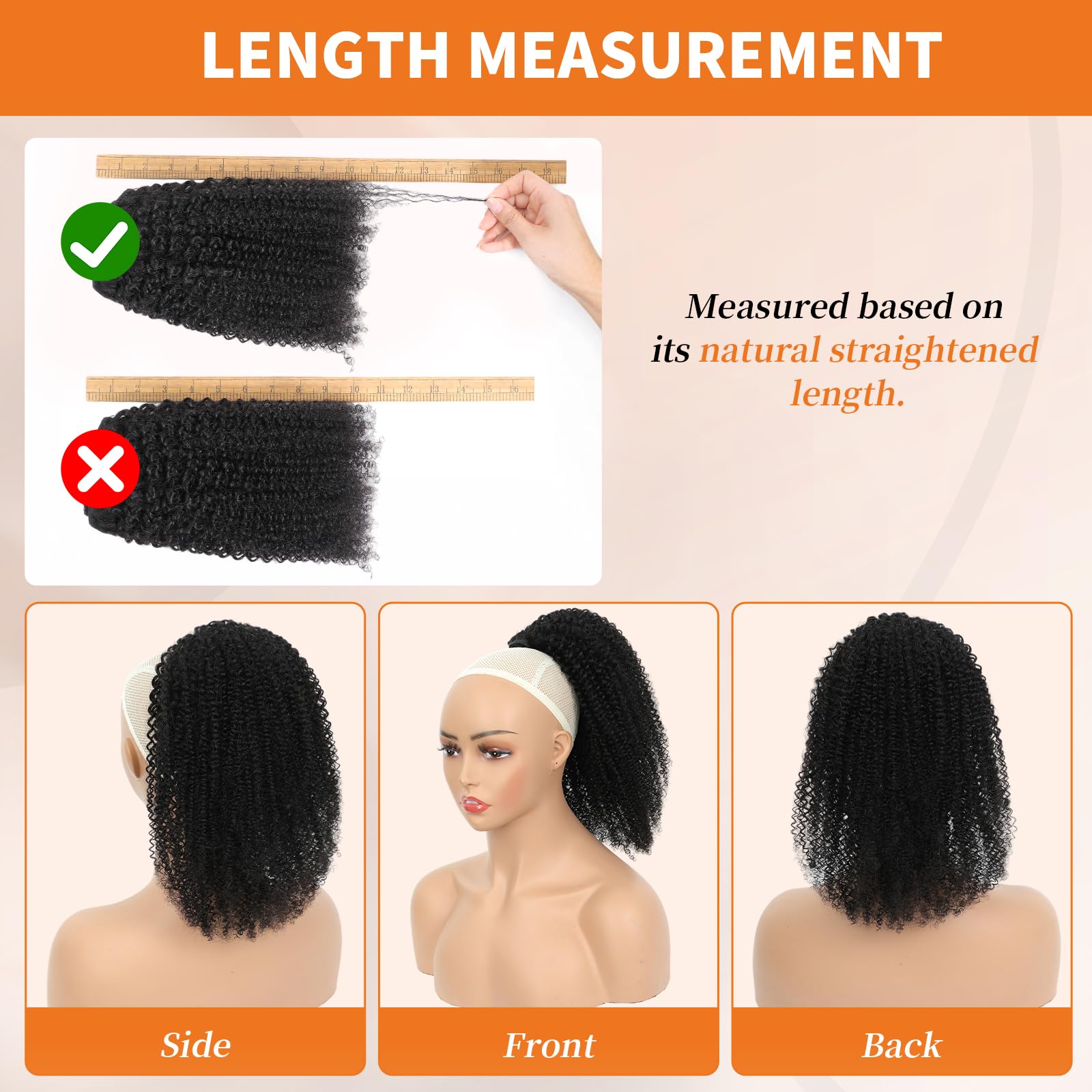 Afro Kinky Curly Human Hair Ponytail Extension with Drawstring