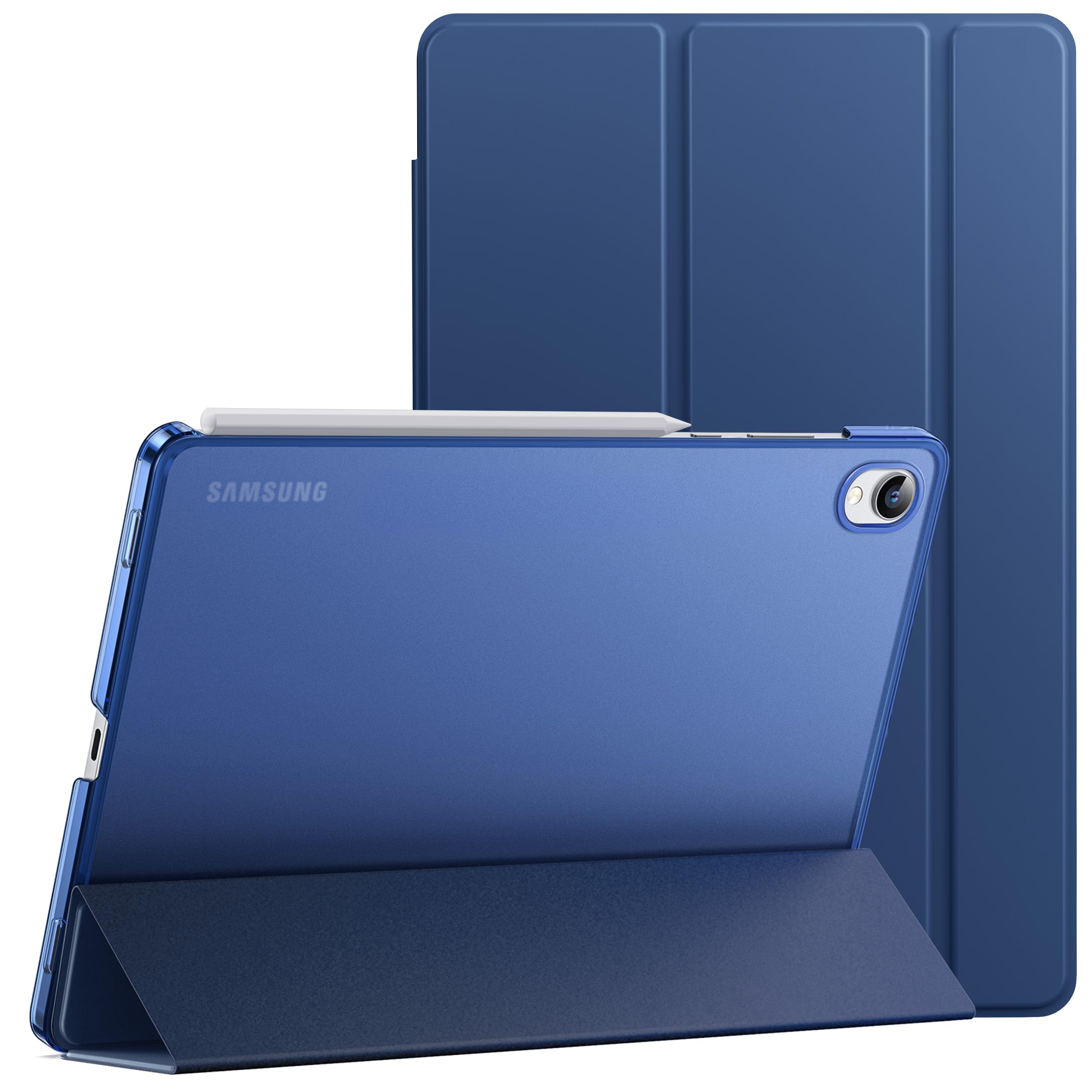 JETech Hülle für Samsung Galaxy Tab S11, Transluzente Rückseite Tri-Fold Ständer Tablet Schutzhülle, Unterstützung S Pen Kopplung, Auto Wachen/Schlafen (Navy)