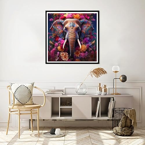 Miniatura 4 de Yomiie Kits de arte de diamantes 5D para adultos, flores, elefante, pintura de diamante, arte de plantas de animales, kit de taladro redondo