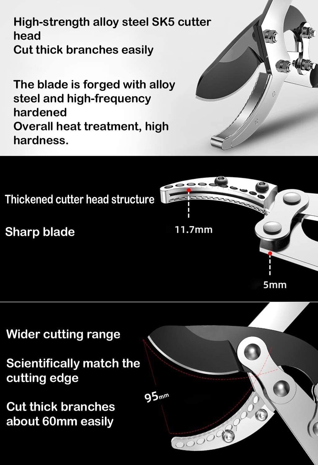 Garden Loppers Long Handle Telescopic Anvil Loppers, Easy Cut, Extendable 69-103Cm Garden Pruner, 60Mm Cutting Capacity Bypass Lopper Quality Gardening Tool,1×Blade