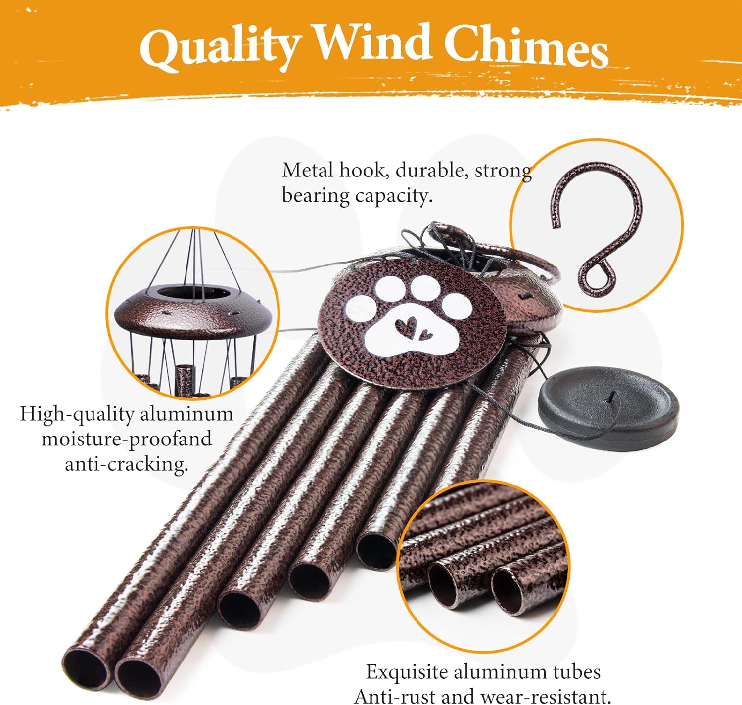 Pet Memorial Gifts for Loss of Dog, 25 inch pet Memorial Wind Chimes, Loss of Dogs Sympathy Gift, Dog Remembrance Gift, Bereavement Gifts Dogs, in Memory of Pets Wind Chimes for Outside Garden - Image 4