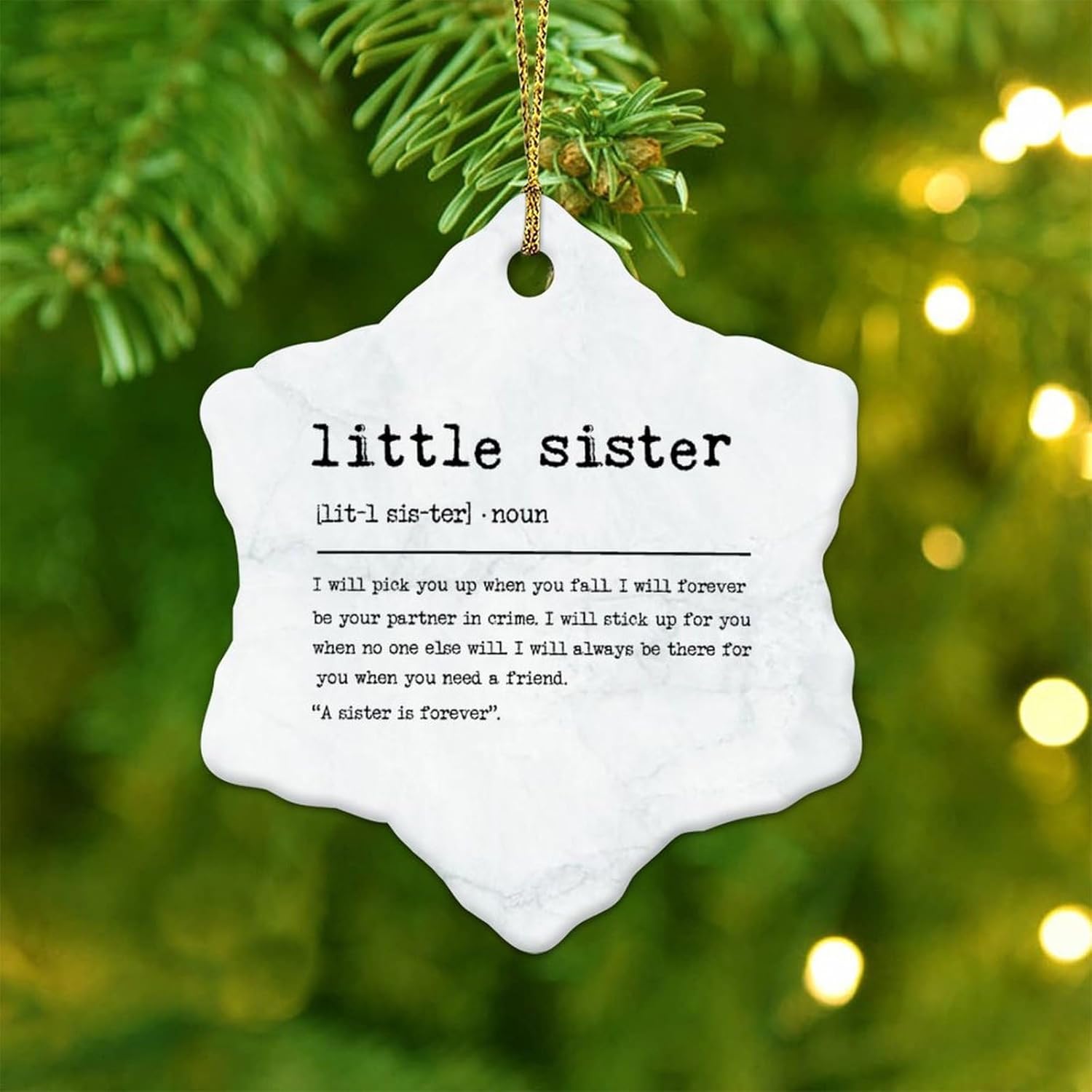 Snowflake Ornament Ceramic Christmas,Little Sister