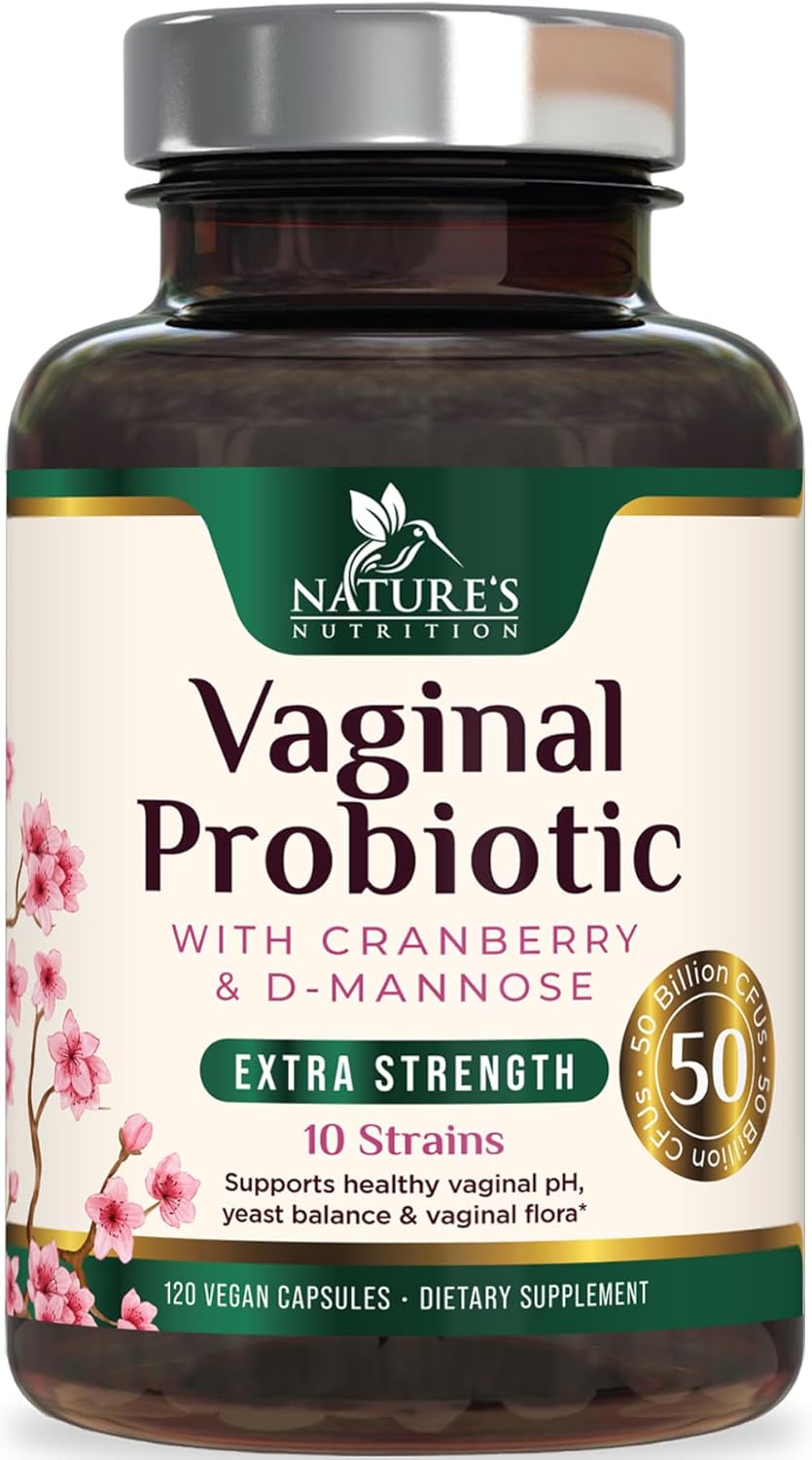 Vaginal Probiotics for Women - Gently Support Feminine Health, pH Balance, Healthy Odor & Vaginal Flora - 50 Billion CFU - Improved Formula with Lactobacillus, Prebiotics & Cranberry - 120 Capsules