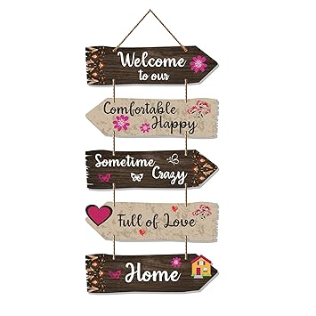 Art Vibes Home Quotes Decorative Wall Art Wooden Wall Hanger For Living Room | Bedroom | Gifts | Wood Hangings For Home Decoration | Modern Decor Items | Designer Artworks (Wh 7304N), Set Of 5