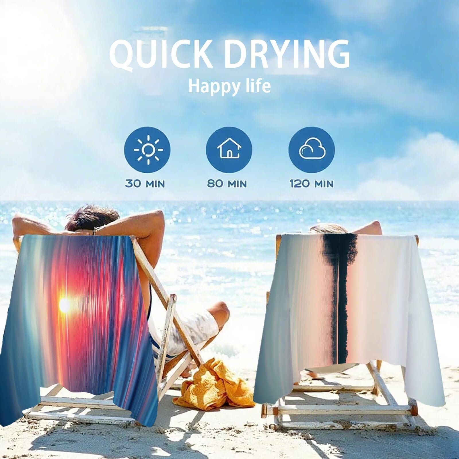 Mikrofaser Strandtuch 90x200cm, Sonnenuntergang Strandtuch Landschaft Saunahandtuc 2 Stück Stranddecke Sandfrei, Schnell Trocknendes, Saugfahiges Strandmatte für Reise Urlaub Schwimmen Camping OC-685