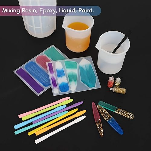 Miniatura 7 de Gartful 9 unidades de varillas de silicona de colores, resina epoxi reutilizables, para mezcla de resina, pintura, fabricación de vasos con