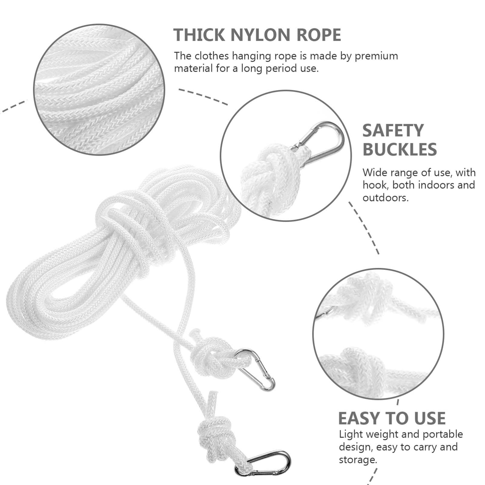 Zerodeko 1Pc Household Nylon Woven Drying Rope Outdoor Camping Clothesline Strong White Air Drying Line for Hanging Clothes Quilts Towels and Tools for Garages