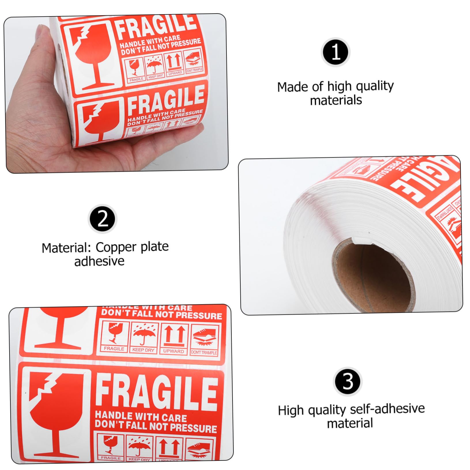 POPETPOP Etichette Adesive di Carta Fragile Rosse e Bianche 90x50mm 1000 Pezzi per Imballaggio Spedizioni con Avvertenza Maneggiare con Cura per Pacchi e Pallet