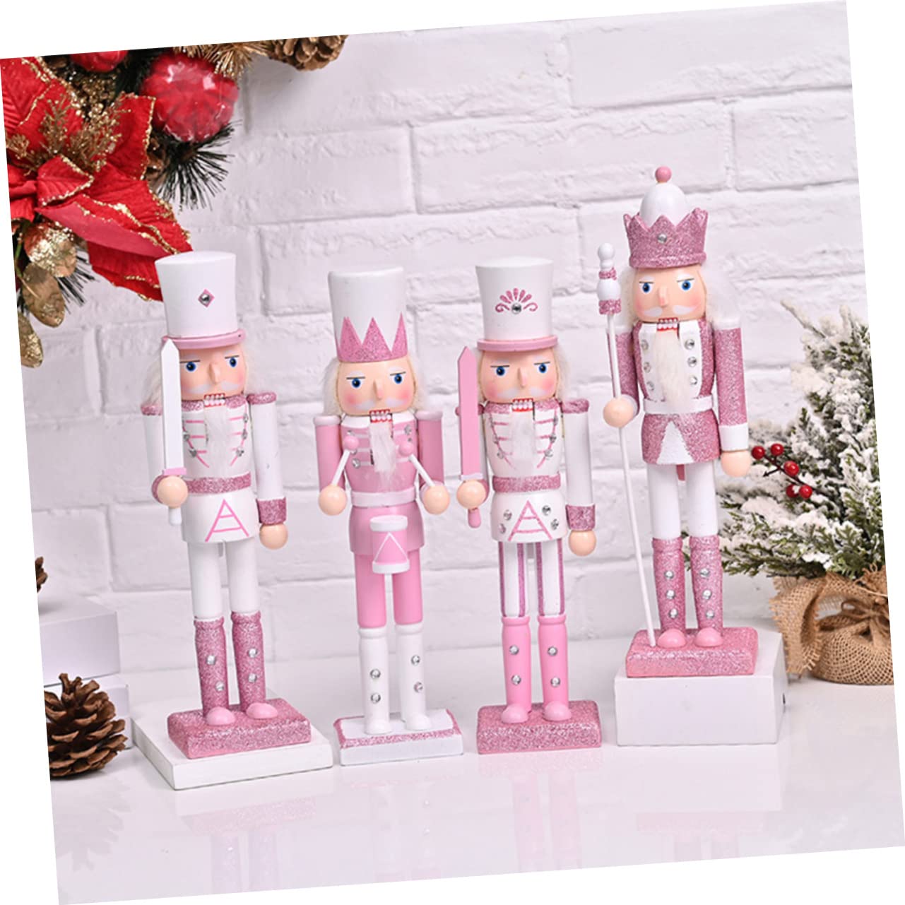 ULTECHNOVO 4pezzi Schiaccianoci Soldato in Legno Decorazione Natalizia Ornamento da Tavolo per Feste di Natale Forniture per Feste Regali per Ragazze Adolescenti