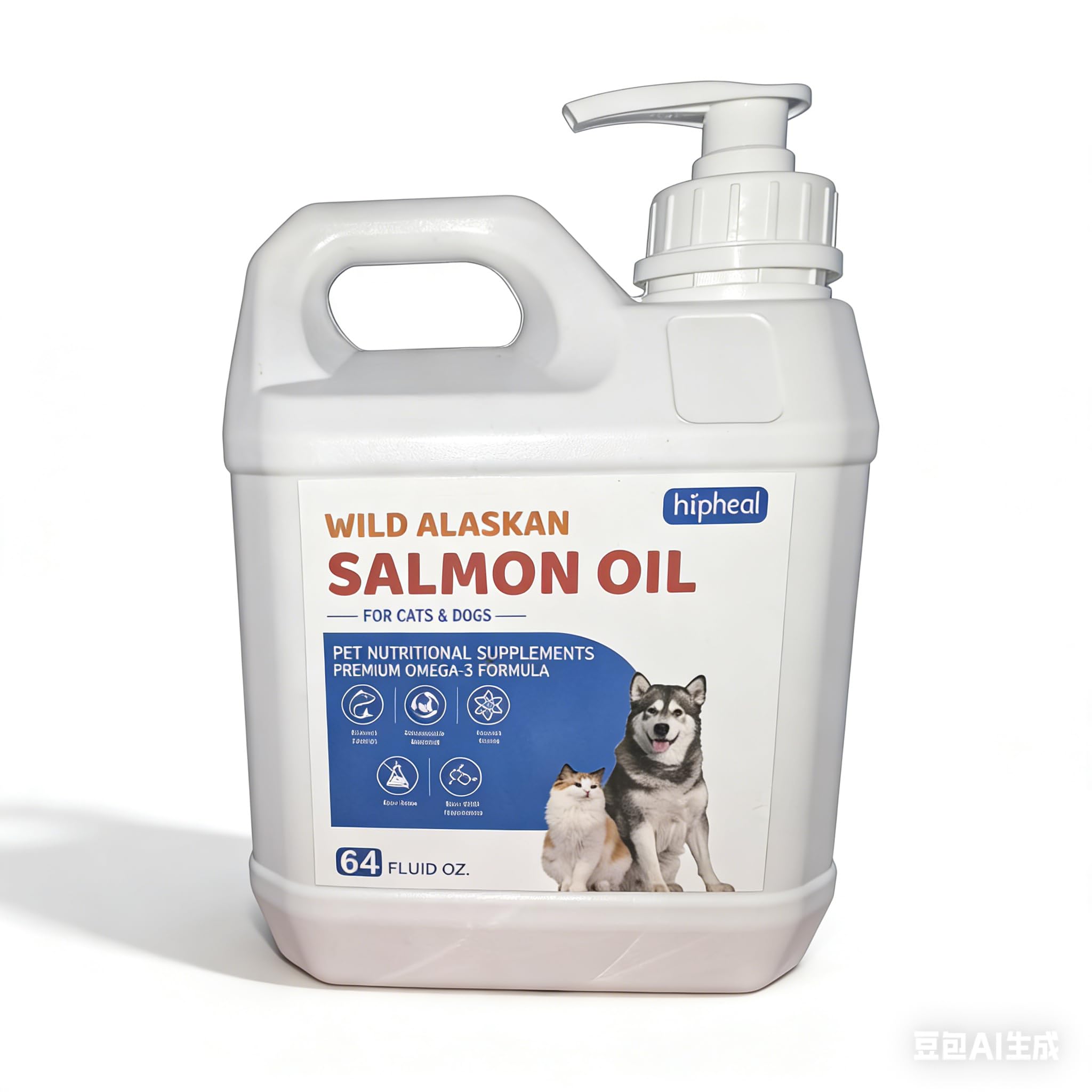 Wild-Caught Salmon Oil for Dogs & Cats - Omega 3 EPA DHA,Fish Oil Liquid Supplement for Skin & Coat Health (64 FLOZ Fish Oil) — Amazon image 7