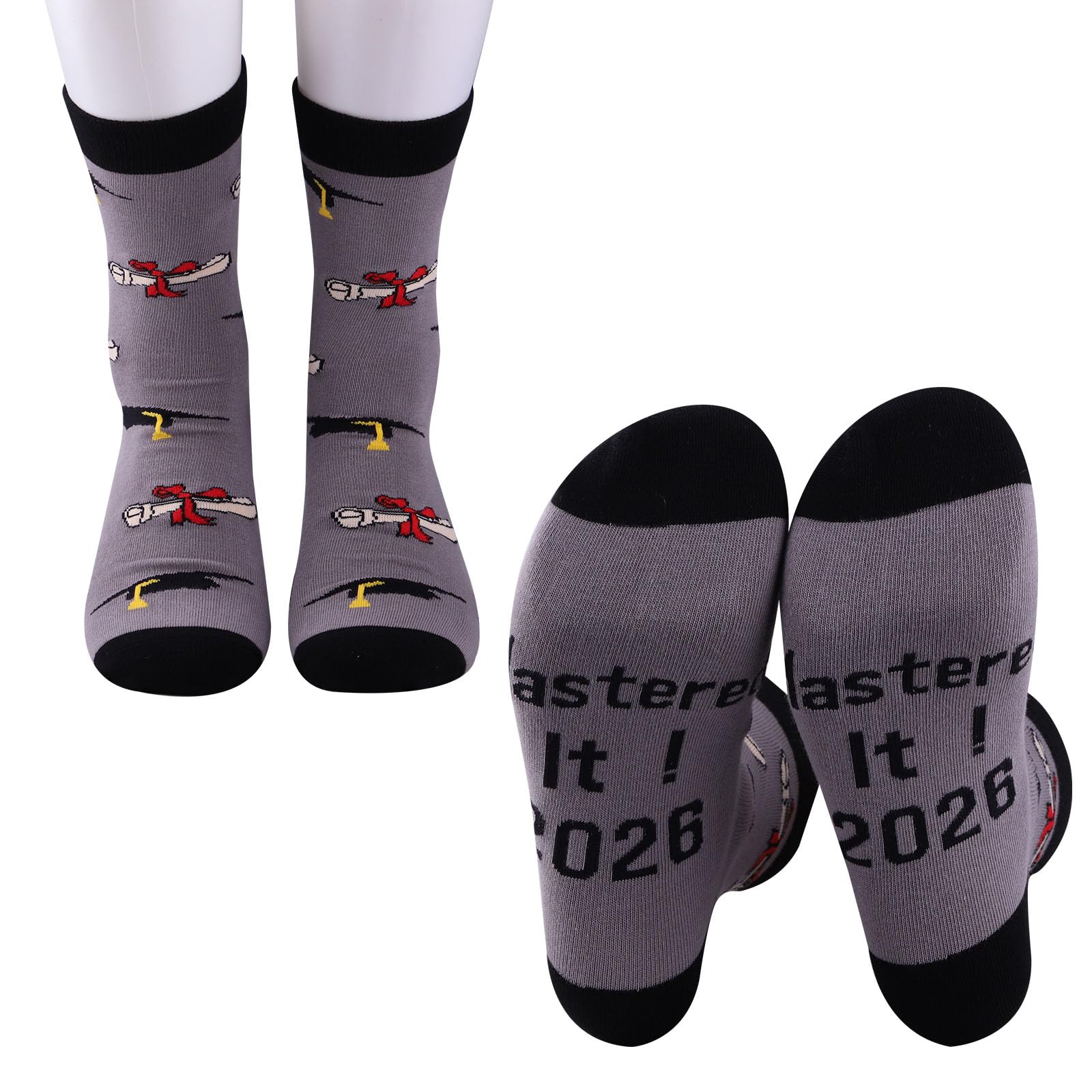 PXTIDY 2 PAIRS Graduation Gift Socks Master's Degree Gift 2026 Mastered It Crew Socks Class of 2026 Masters MBA Grad Gifts