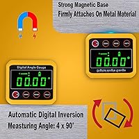 Vista 3 de Inclinómetro transportador de ángulo magnético digital, medidor de ángulo de nivel digital con base magnética y luz de fondo, caja de nivel
