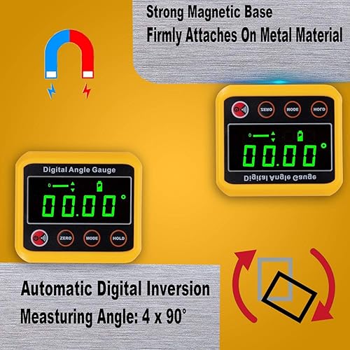 Miniatura 7 de Medidor de ángulo digital y transportador, buscador de ángulo digital con base magnética para carpintería, sierra de mesa, construcción, maquinaria