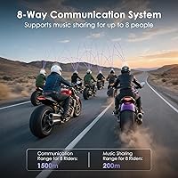 Vista 4 de JX01 Auriculares de Motocicleta Bluetooth con V5.4, Casco de Motocicleta Bluetooth de 8 Vías con Audio aptX HD, Control de Aplicación