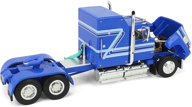 DCP First Gear 1/64 Blue Ford LTL 9000 60in Aerodyne Sleeper & Wilson Livestock Trailer 60-1769
