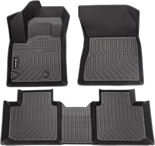 Findway F100 3D Car Floor Mat/Liner (TPE Rubber) for 2022-2024 Mitsubishi Outlander Non-PHEV, All Weather, Digitally Measured, Waterproof, 3-Year Manufacturer's Warranty. for 1st & 2nd Row - Black