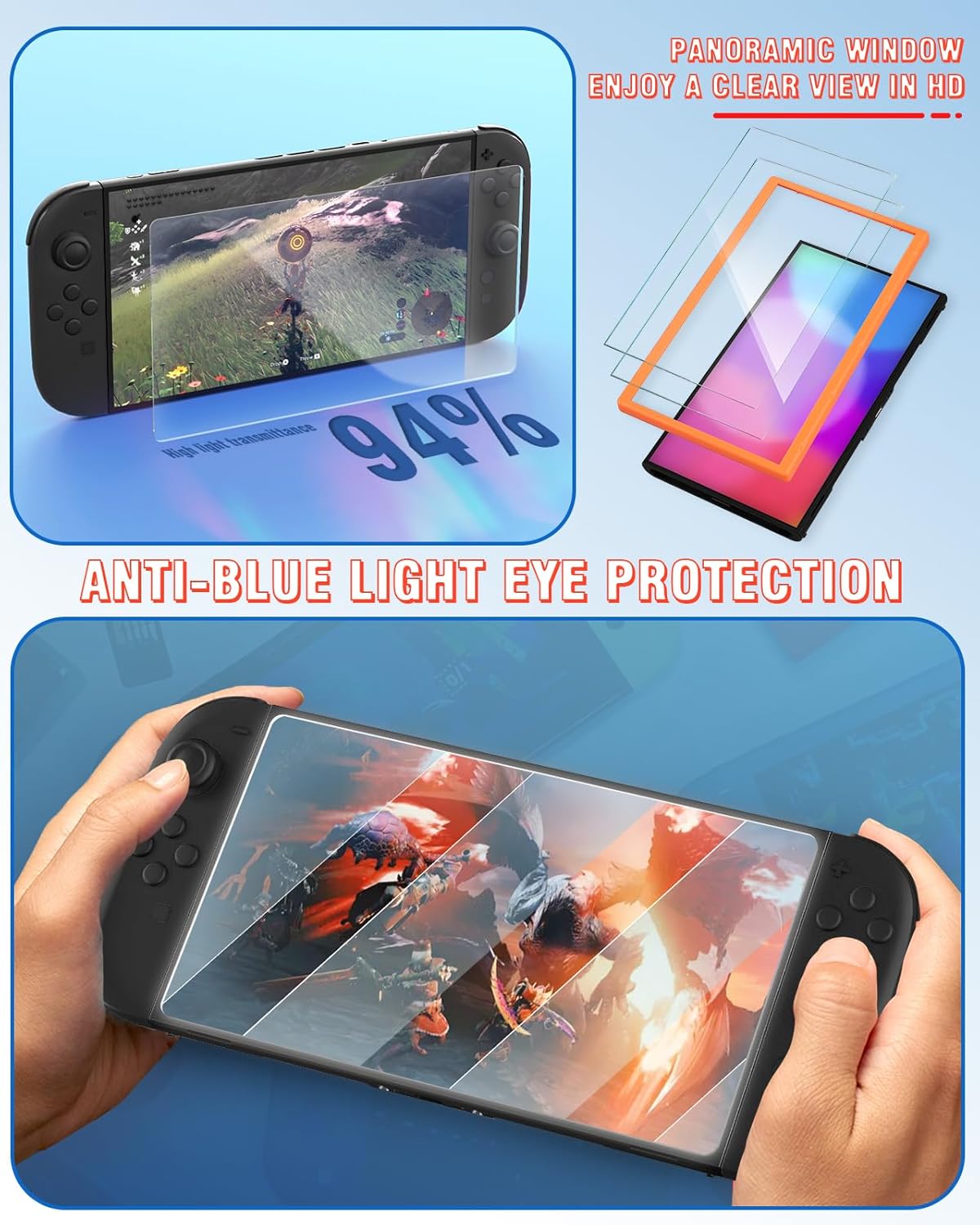 14in1 Switch 2 Accessories,Bundle Kit For Nintendo Switch 2,Protective Carrying Case,HD Tempered Screen Protector with Alignment Frame,Dockable Crystal Shell,Grips for Joy-Con ,Steering Wheels for Mario Kart,Game Card Storage and 4 Thumb Caps - Image 5