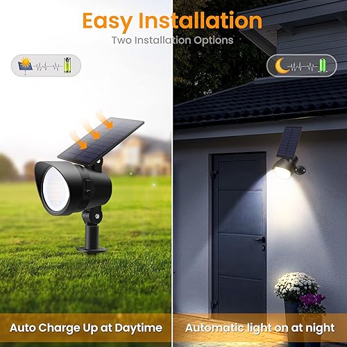 Miniatura 6 de ALUSSO Solar Spot Lights Outdoor with 3 Lighting Modes, Solar Led Landscape Lights with Solar & USB Charging, Flood Lights Outdoor Patio Decor