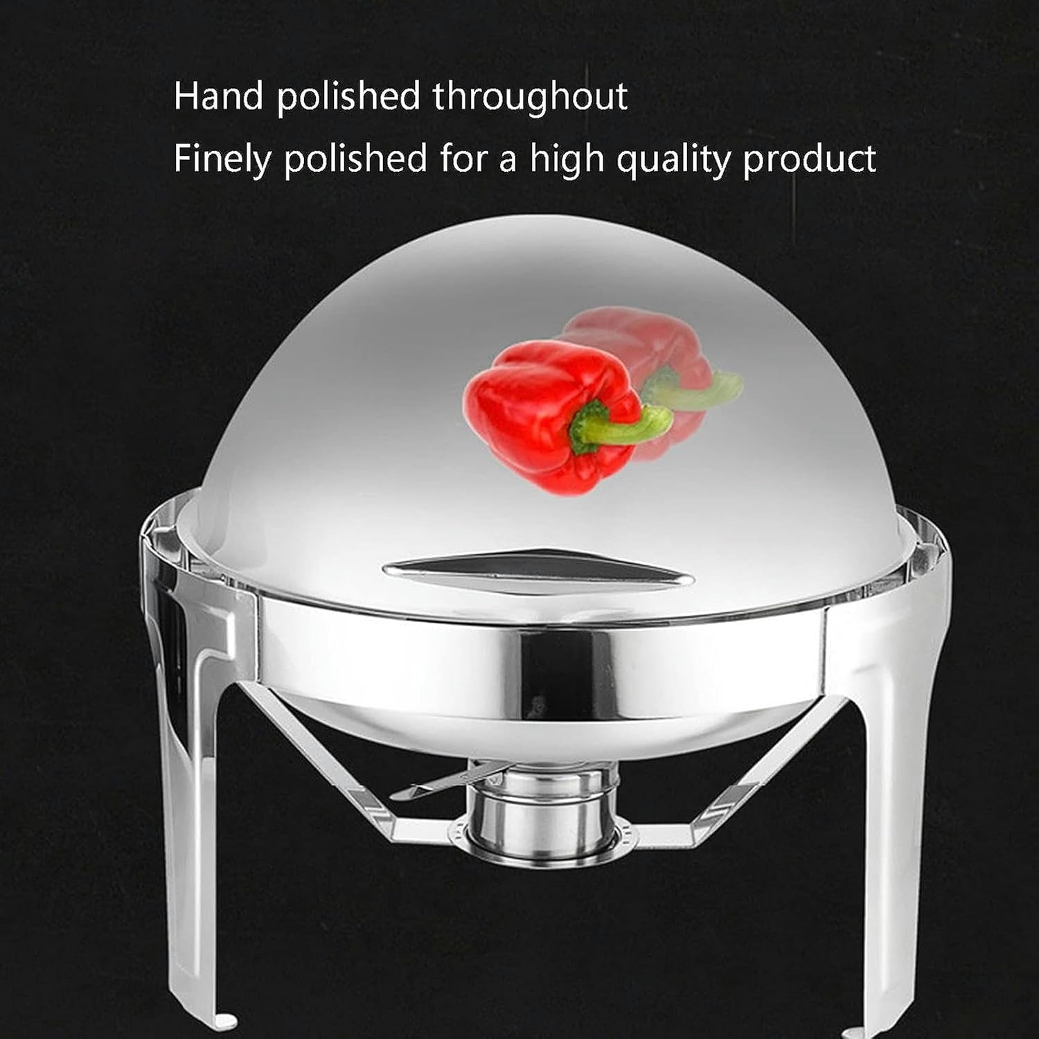Hot Pot Buffet Set - Foldable Heater with Fuel Rack and Lid for Catering Events, Includes Foods Pot and Water Pot,Round Steel Cover Punch 6L
