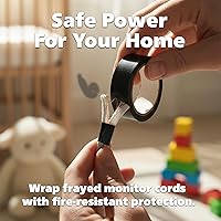 Vista 5 de Gaffer Power Cinta eléctrica negra (paquete de 10) Cinta de alambre de vinilo de PVC de 7 mil Resistente al calor y al fuego 3/4 pulgadas x 66