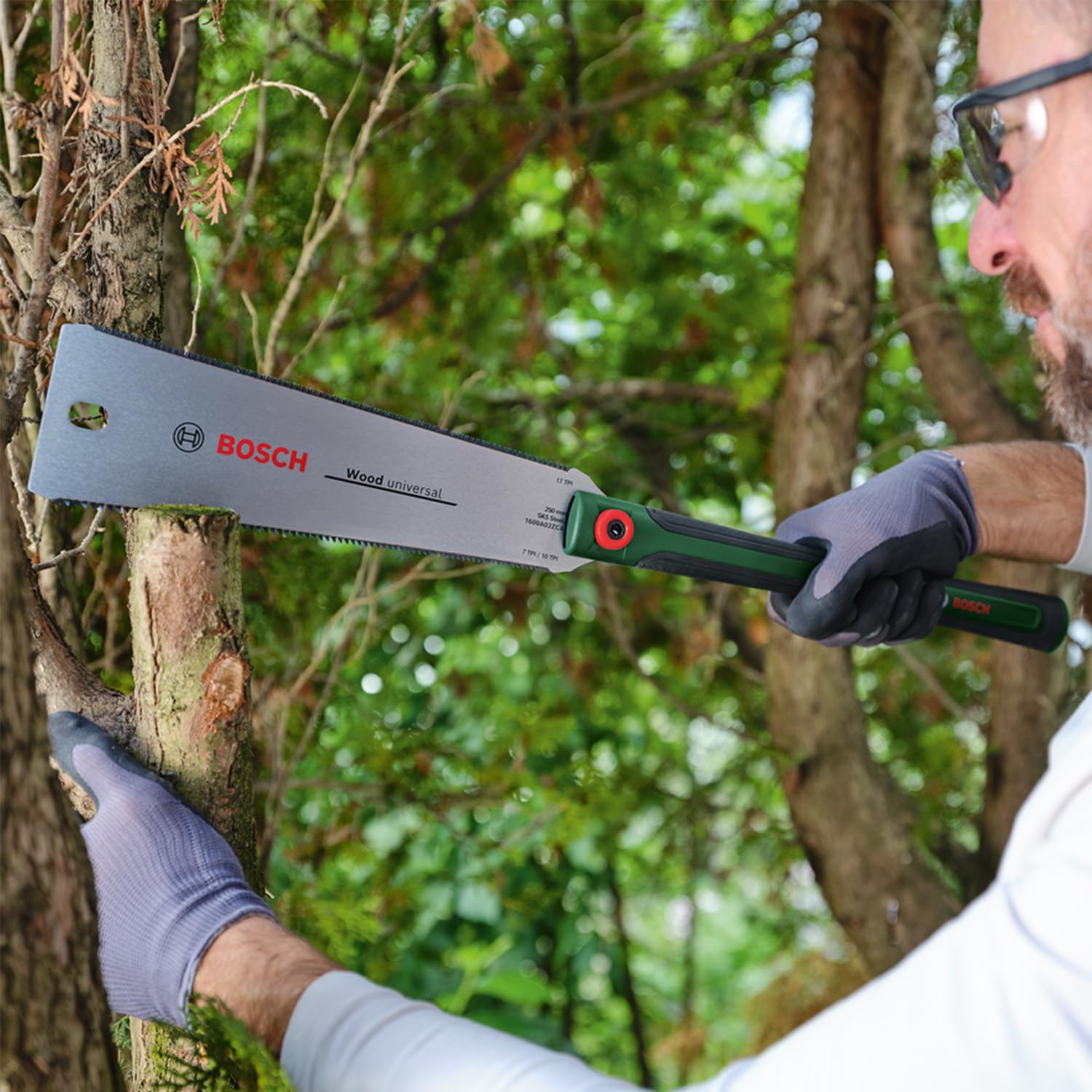 Bosch Sierra japonesa Ryoba 250 mm (cortes enrasados y precisos madera y plástico; hoja acero SK5 flexible; dientes doble cara 7-10/17 TPI; empuñadura ergonómica extralarga)