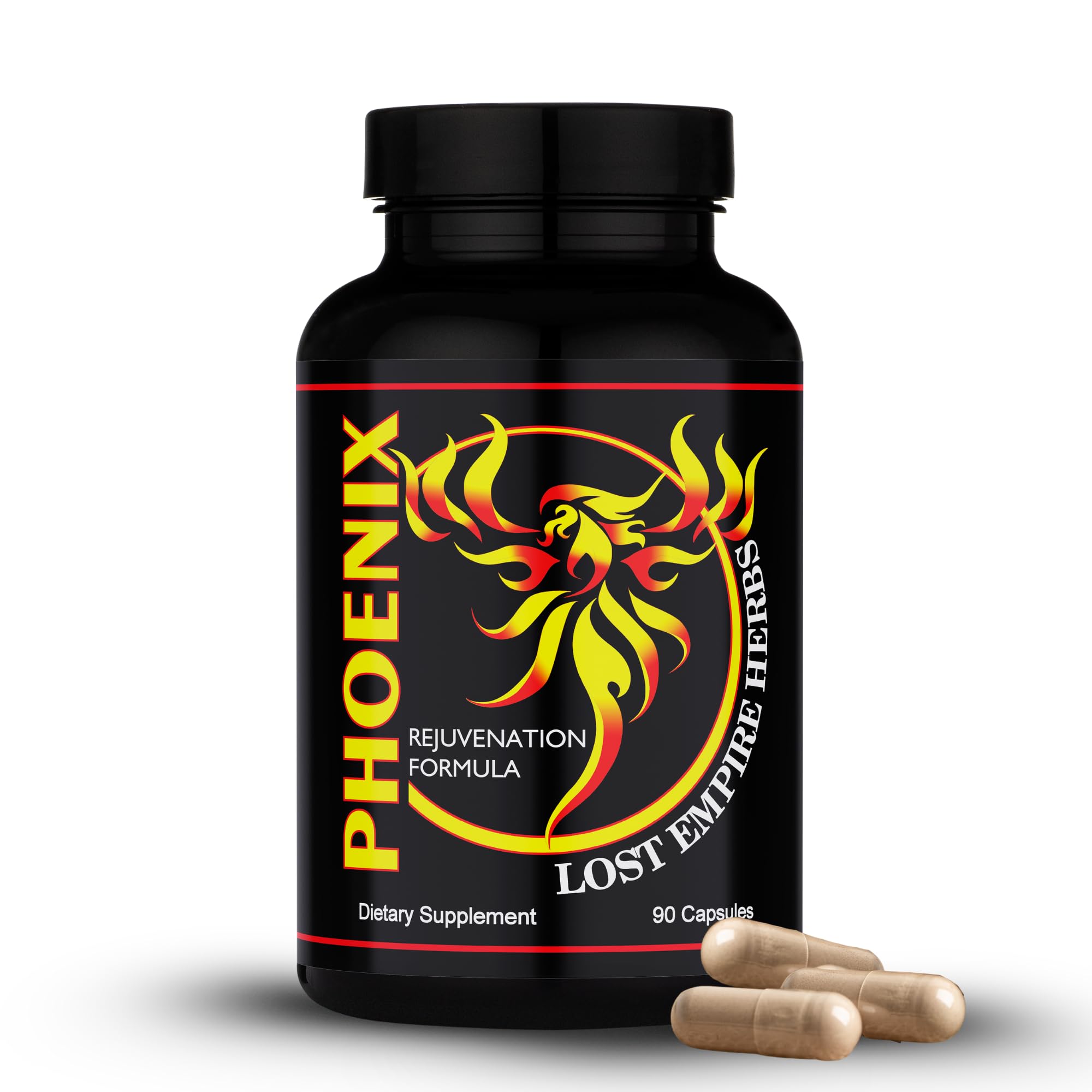Lost Empire Herbs Phoenix Rejuvenation Formula Energy Blend of 4 Natural Health Herbs Pine Pollen, He Shou Wu, Ant, and Shilajit (90ct Capsules)