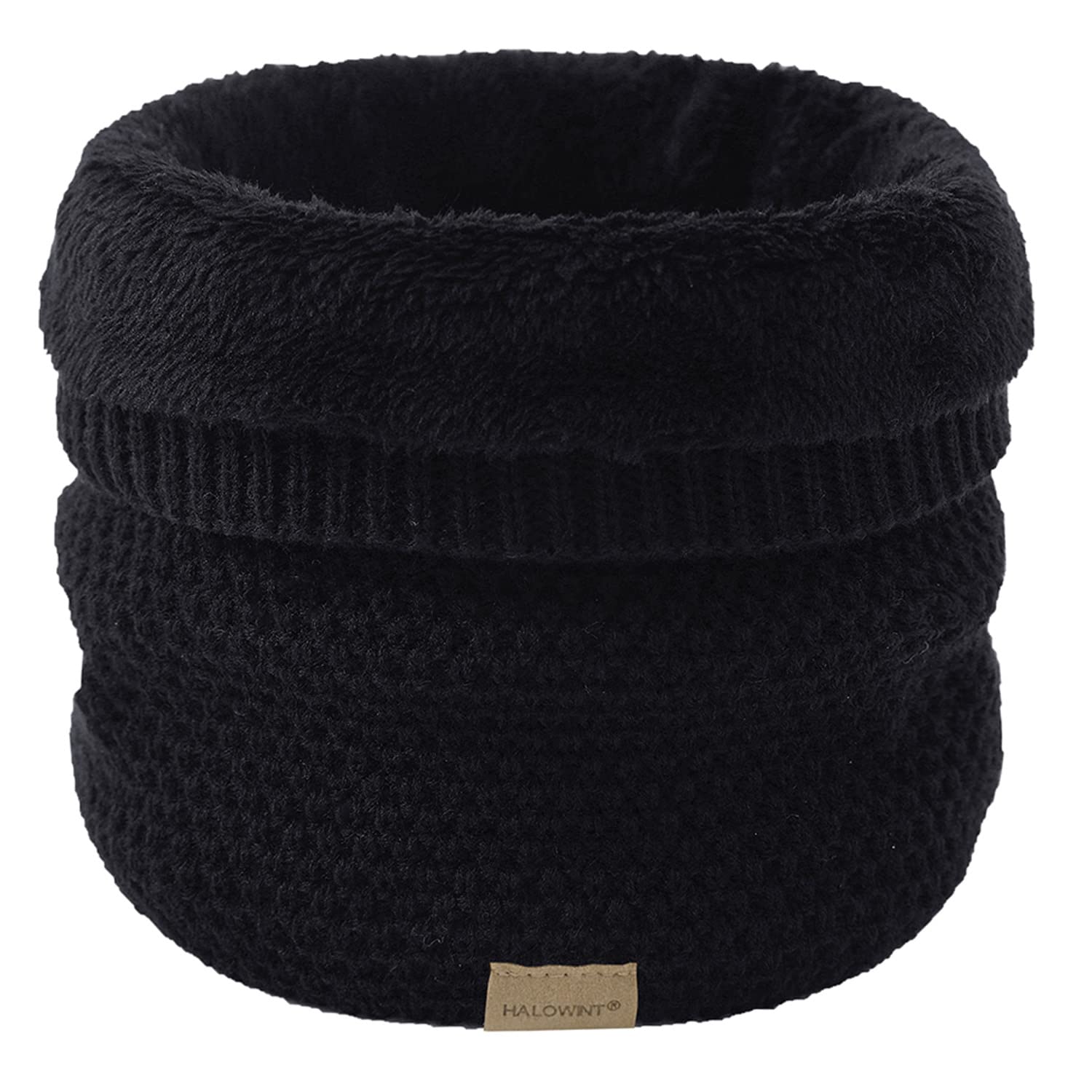 HYUETWinter Fleece Lined Neck Warmer Thermal Double Layer Infinity Scarf Knitted Snoods Scarf Thicken Tube Scarf Windproof Circle Scarf for Men Women Outdoor Moto Cycling Ski