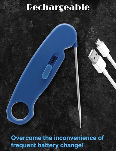 Miniatura 3 de Termómetro digital de carne recargable, sonda de termómetro de cocina impermeable, lectura instantánea 2-3S para parrilla de bistec, agua, leche,