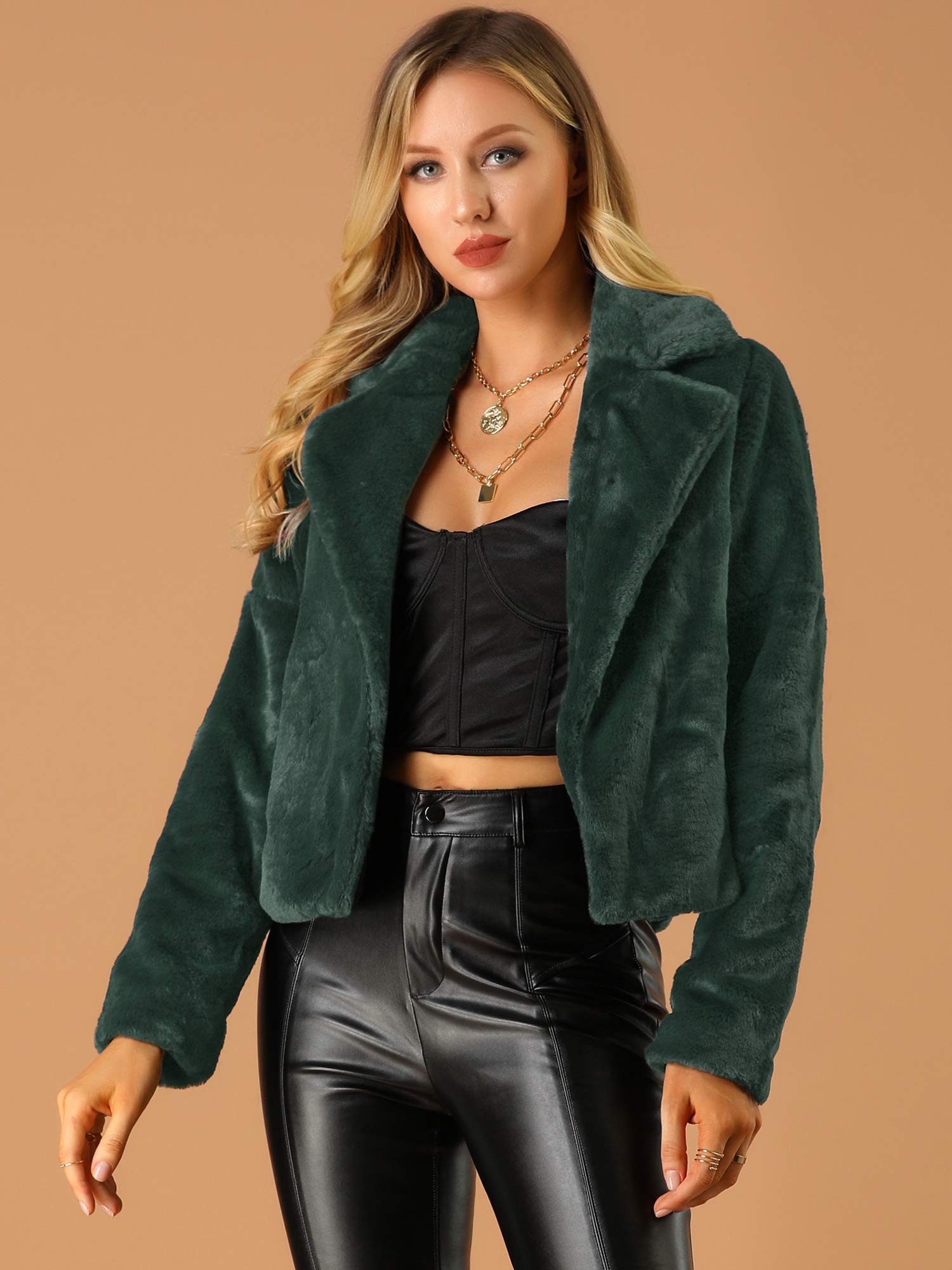 Allegra K Court Court Femme (lot de 1) | Manches longues, cardigan d'automne court, boléro moelleux, vestes pelucheuses, tenue de soirée de mariage, formelle