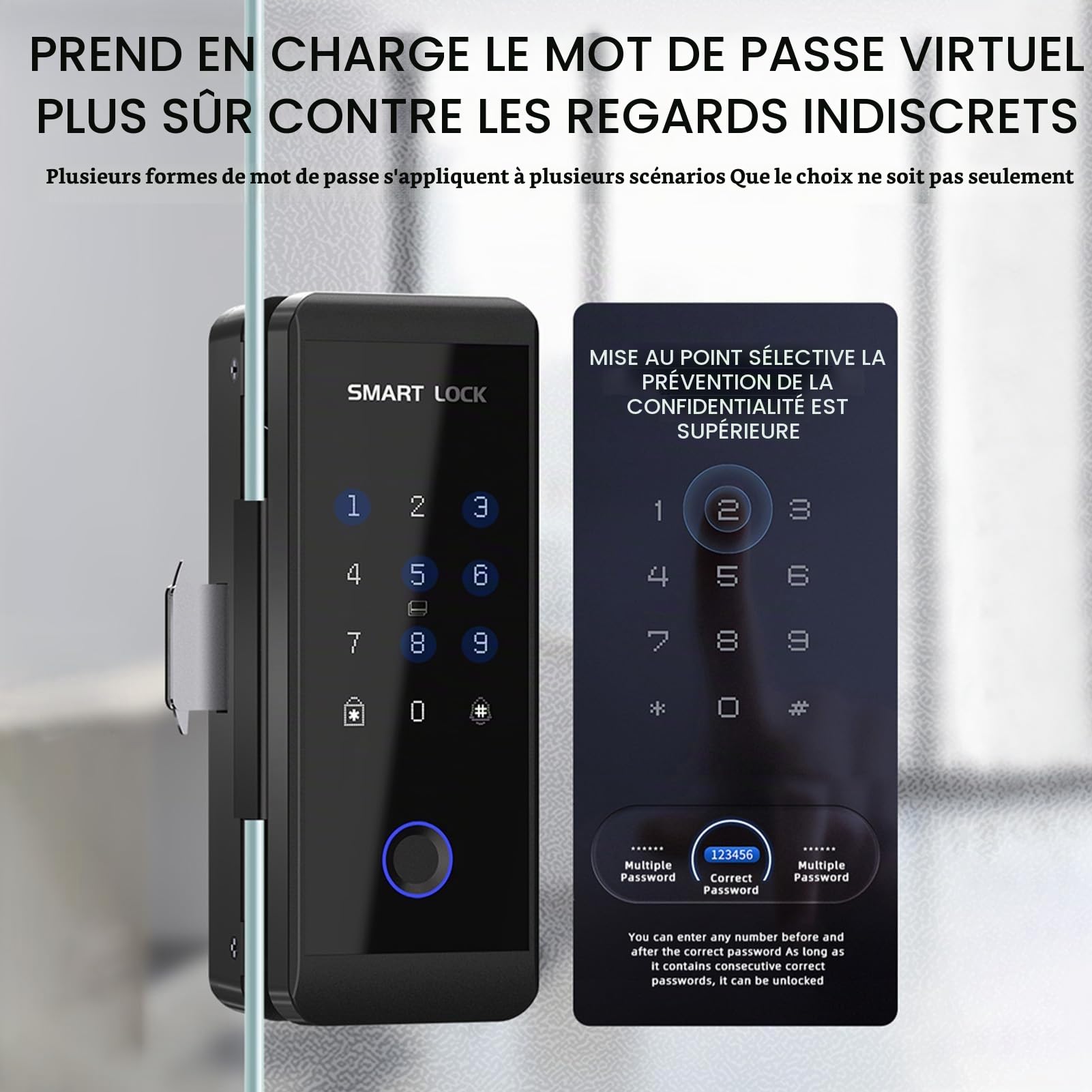 Serrure Intelligente WIFI Empreinte Digitale Push Pull Serrures de Porte D'entrée sans clé pour Porte en Verre Métal Bois TY APP Télécommande Multilingue