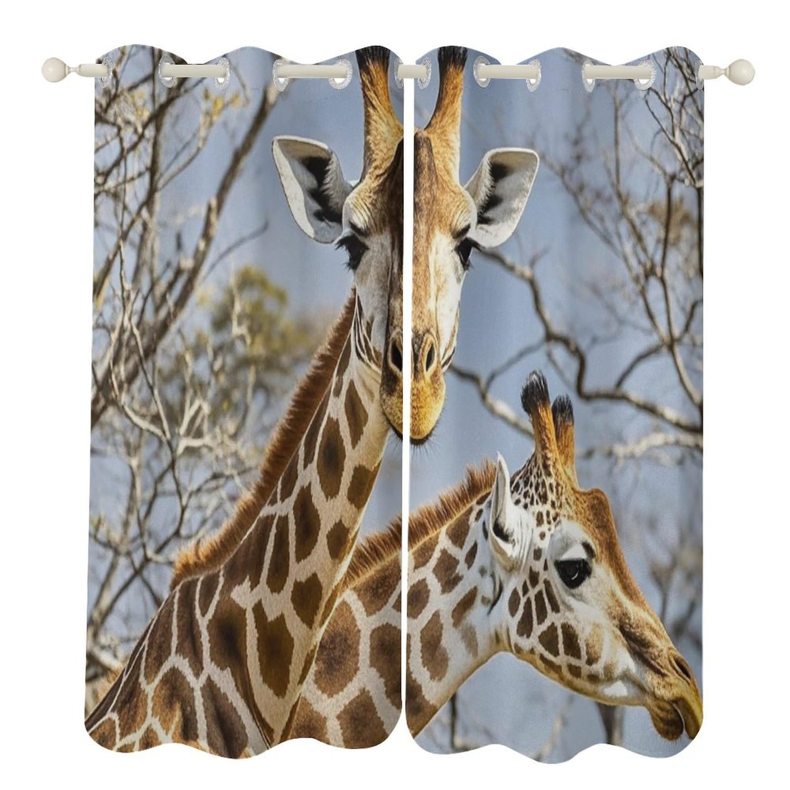 Rideau occultant isolant thermique girafe 132x182 cm anti-froid