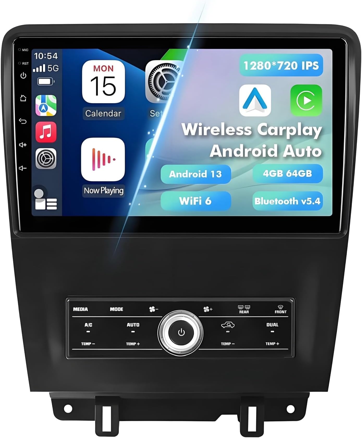 car gps navigation system Android 13 Car radio with Functional Button for Ford for Mustang 2010 2011 2012 2013 2014 with Manual A/C Multimedia(4G 64G)