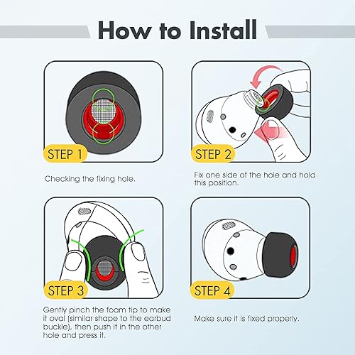 Miniatura 10 de Puntas de espuma viscoelástica para Samsung Galaxy Buds Pro, sin dolor de silicona en las orejas, almohadillas de repuesto antideslizantes, caben en