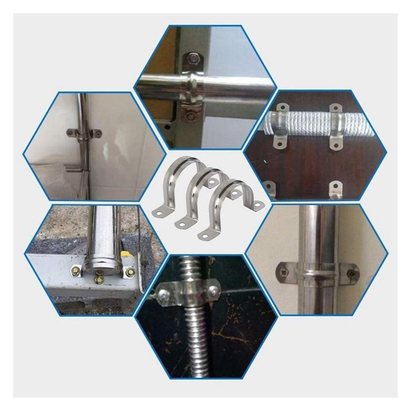 Morsetto per Tubi Morsetto a U Quadrato 10 pz 304 in Acciaio Inox Tipo U Carta di Guida Tubo di Acqua Clip di Tubo Carta di Carta di Sella Fibbia Fissa Ispessimento Cerchio(25MM)