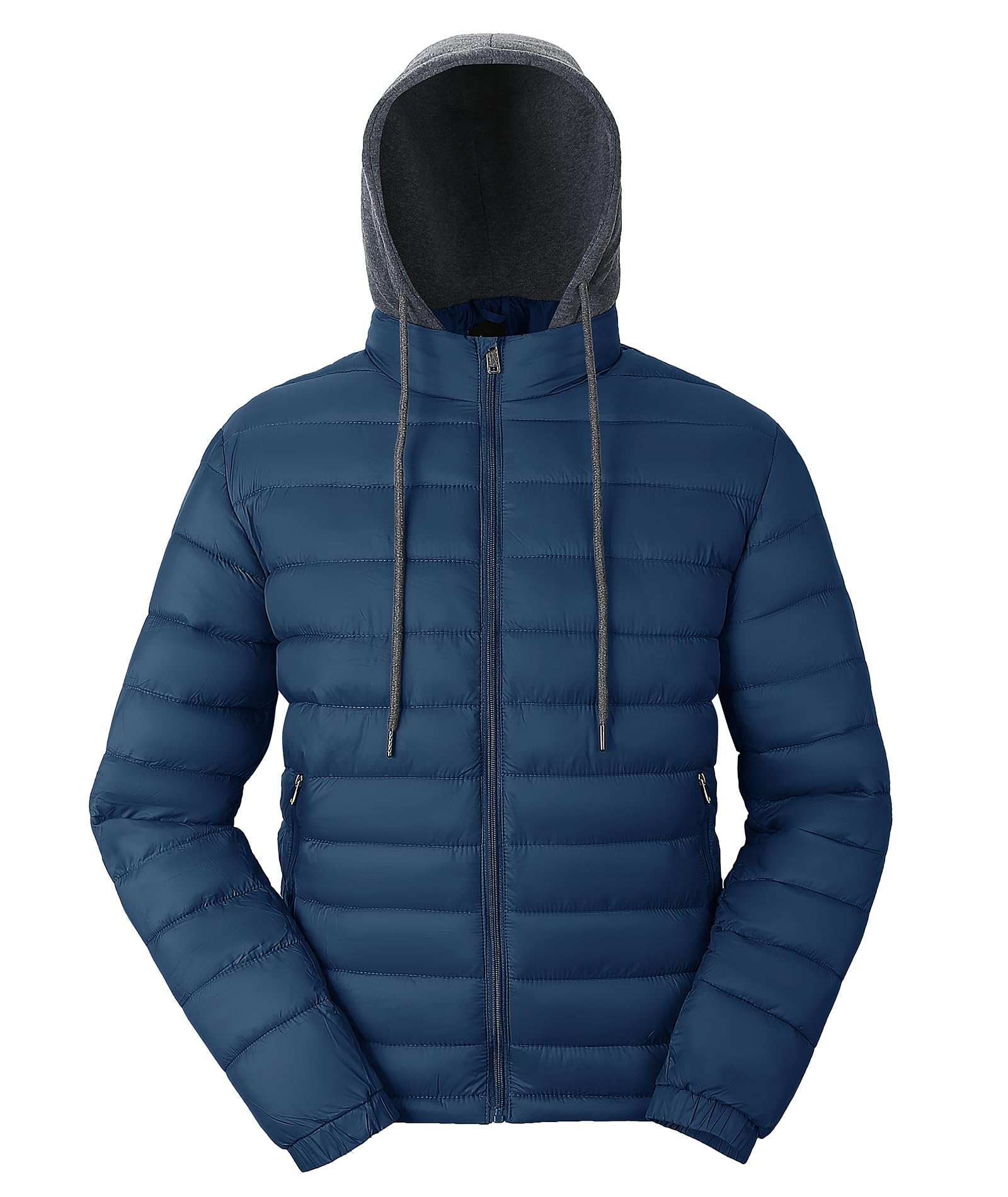 ZITY Herren Jacke Leichte übergangsjacke Frühling Herbst Steppjacke mit Kapuze Daunenjacke zum Wandern Campen Winddichte Winterjacke mit Reißverschluss