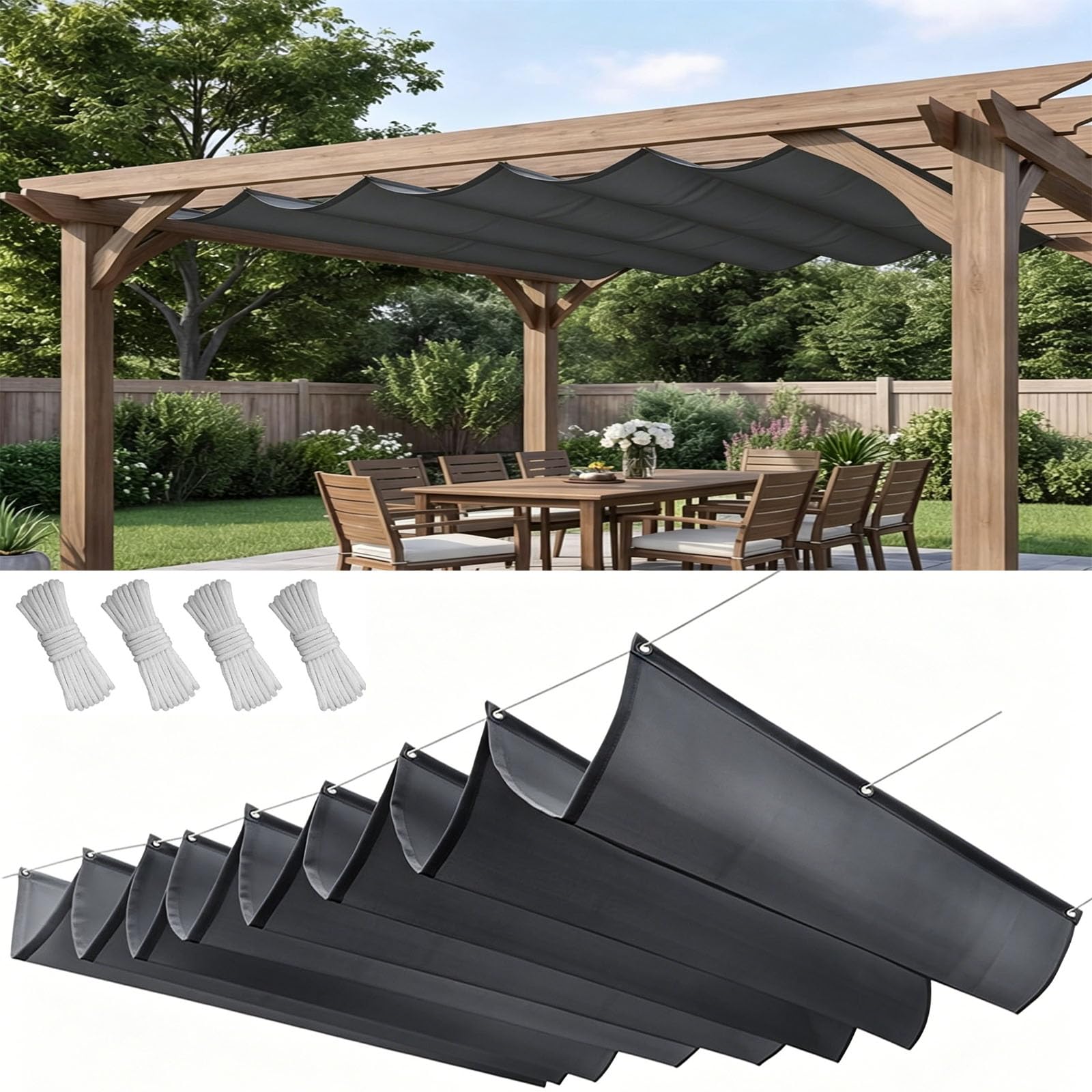 Voile d'ombrage rétractable imperméable et anti-UV avec œillets de fixation