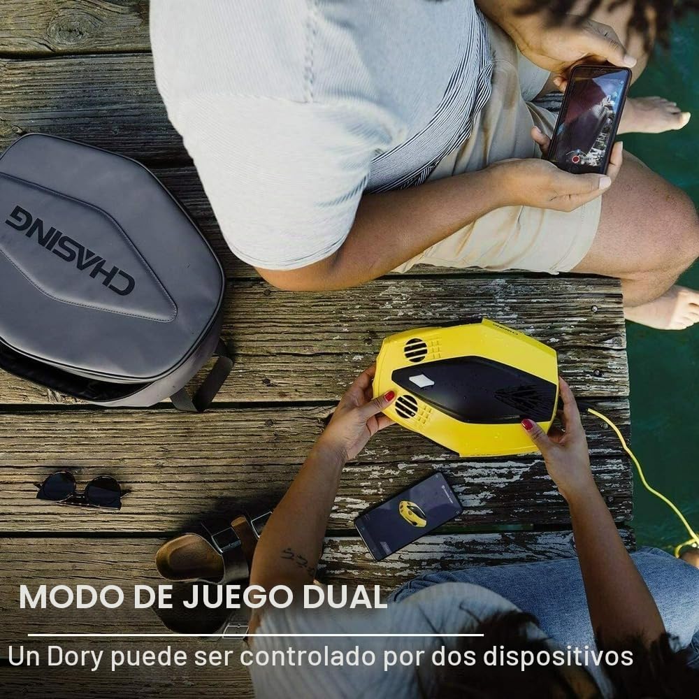 CHASING Dory Drone submarino Full HD 1080p con cámara de visualización en tiempo real, control remoto APP y portátil, con estuche de transporte, boya WiFi y cable de 15 m, ROV