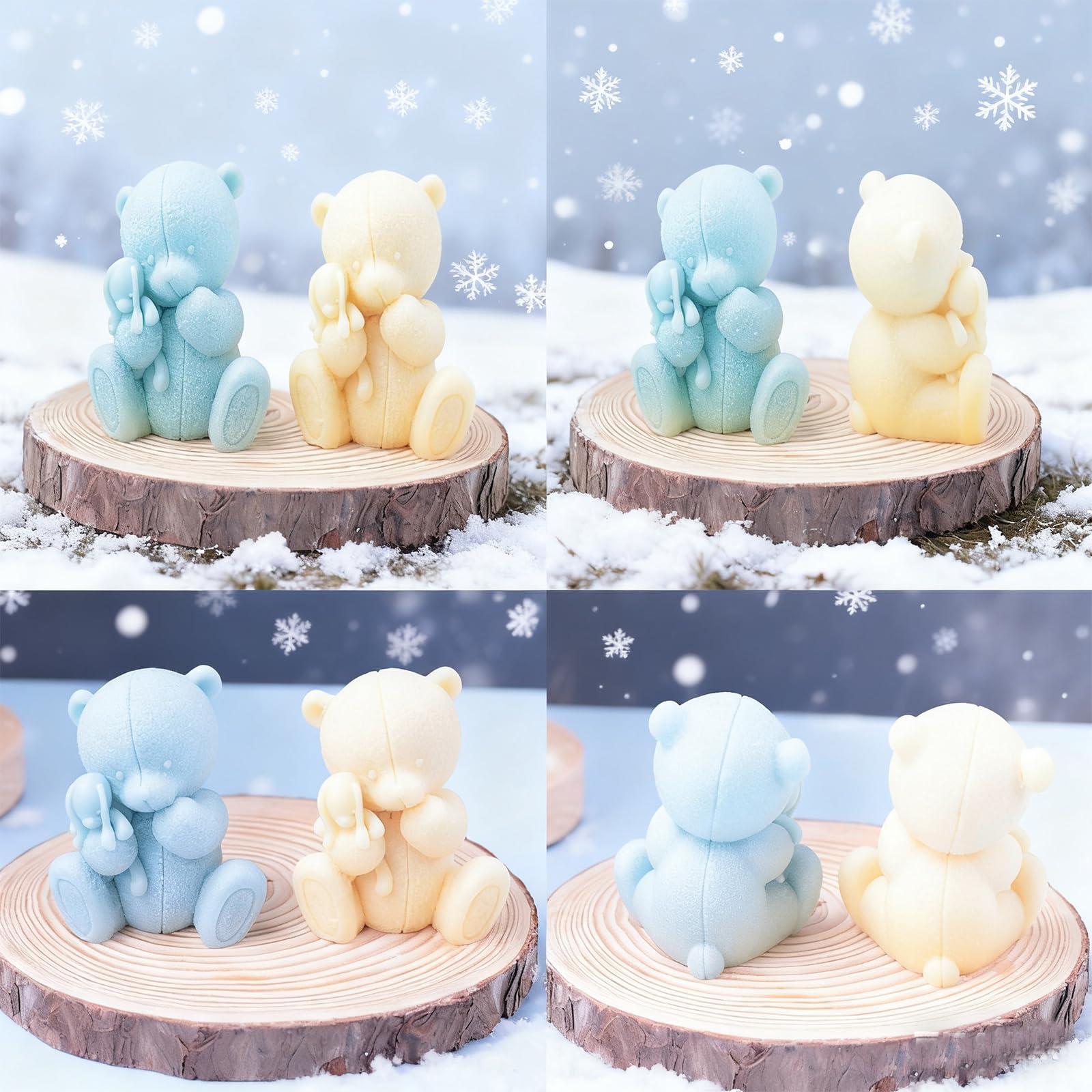 3pezzi Stampo per orso Stampi per candele,stampi in silicone stampi per resina epossidica e Cemento arredamento per la casa