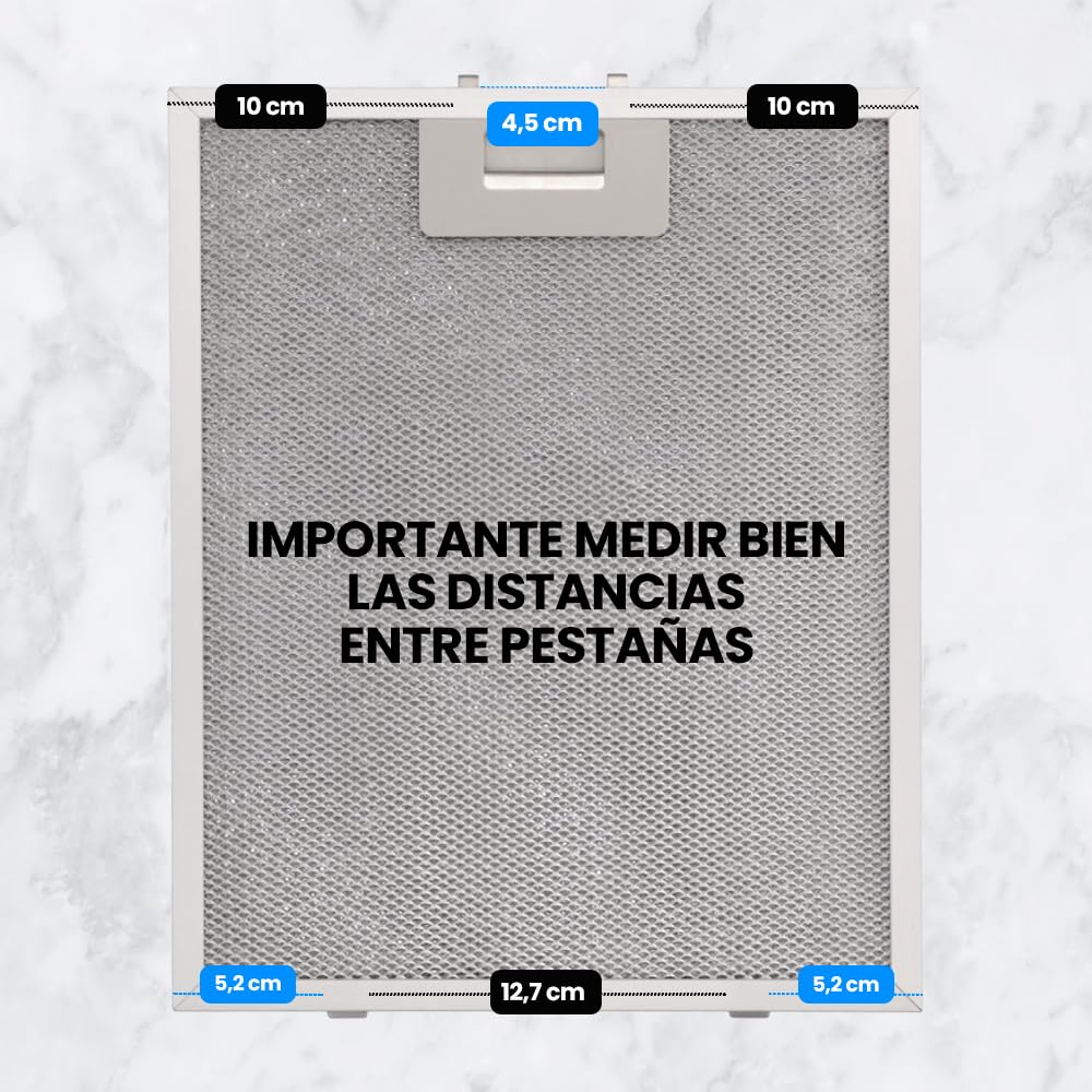 Pack 3 Filtros para Campana Extractora de Cocina | 02800905 | Compatible con Cata, Apelson y Nodor | de Aluminio Resistente | 320x260mm | Color Plata (3 unidades)