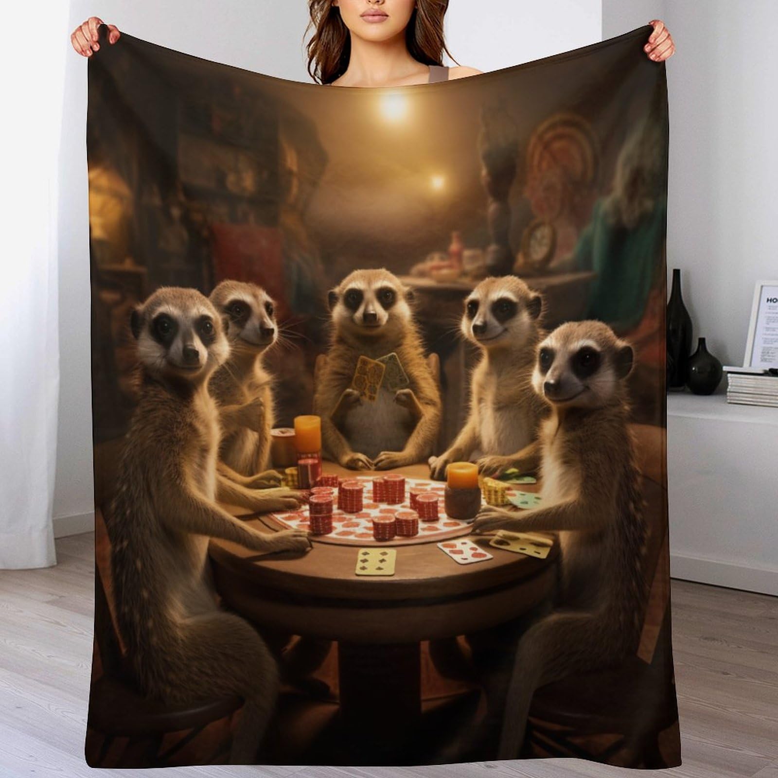 Couverture en flanelle chaude Suricate contre le froid en hiver