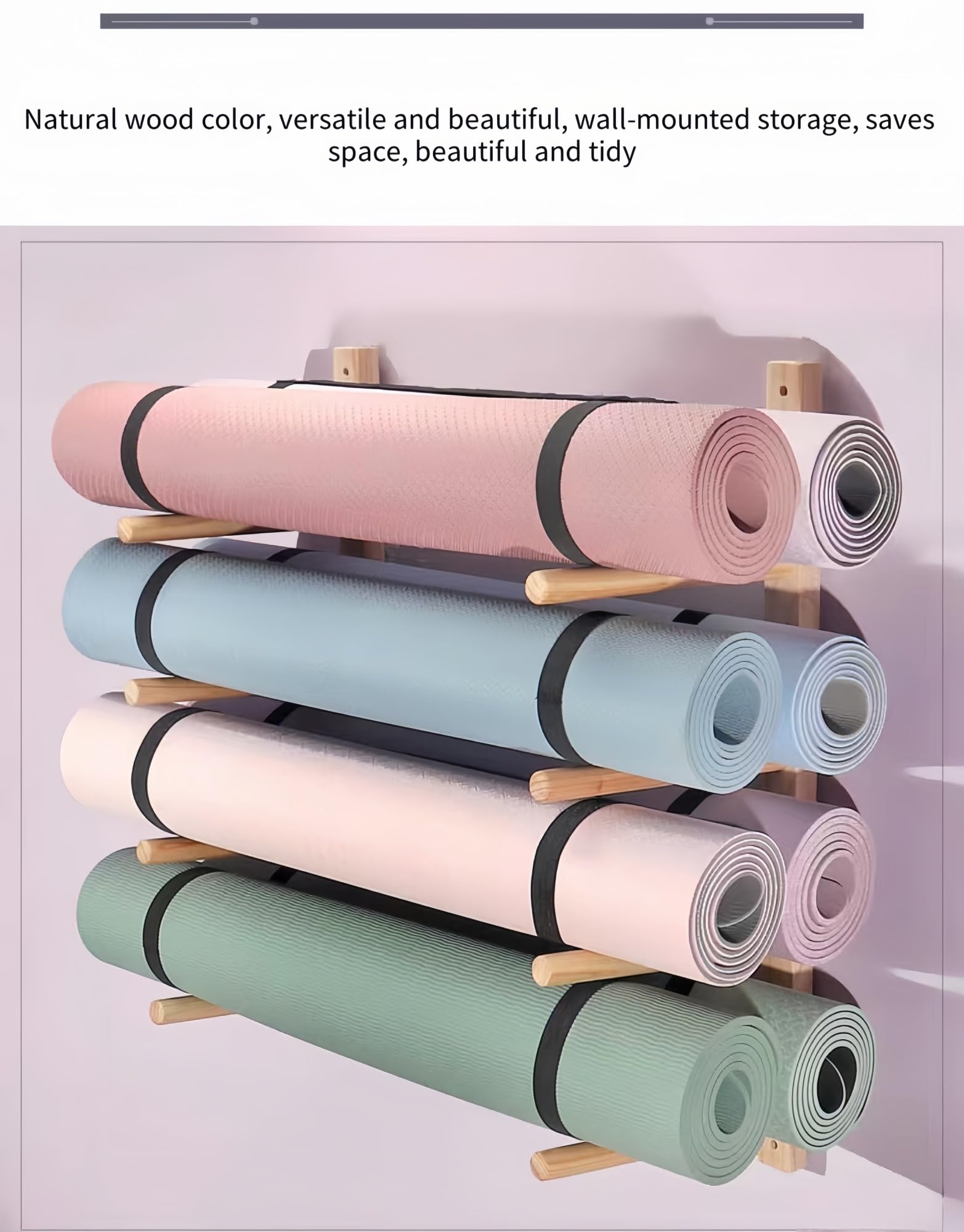 Estante de Pared para esterillas de Yoga, Estante de Almacenamiento de Nueve Niveles para Accesorios de Fitness, Estante para Equipos de Fitness Que Ahorra Espacio, Adecuado para esterillas