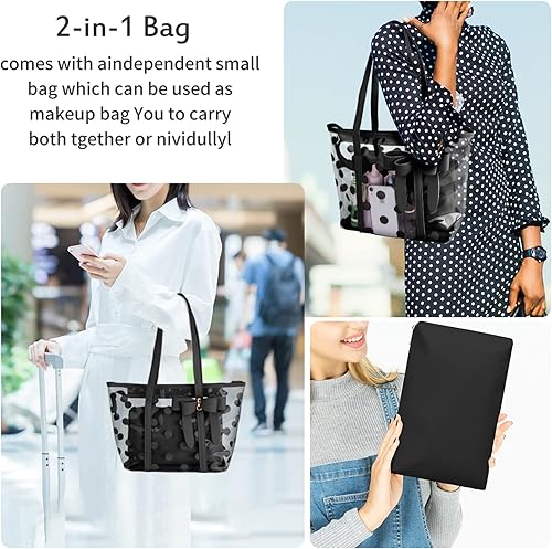 Miniatura 6 de Bolso de mano transparente impermeable de PVC para mujer, bolso de hombro, bolsa de playa, bolsa de trabajo de compras