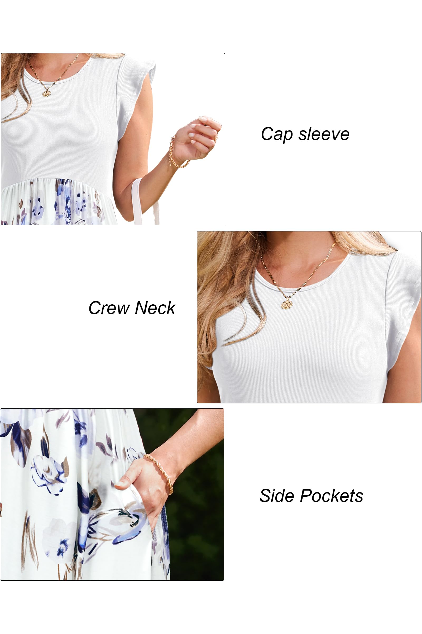 OUGES Women 2026 Spring Summer Maternity Dresses Sleeveless Ribbed Casual Outfits Maxi Nursing Dress with Pockets — view 6
