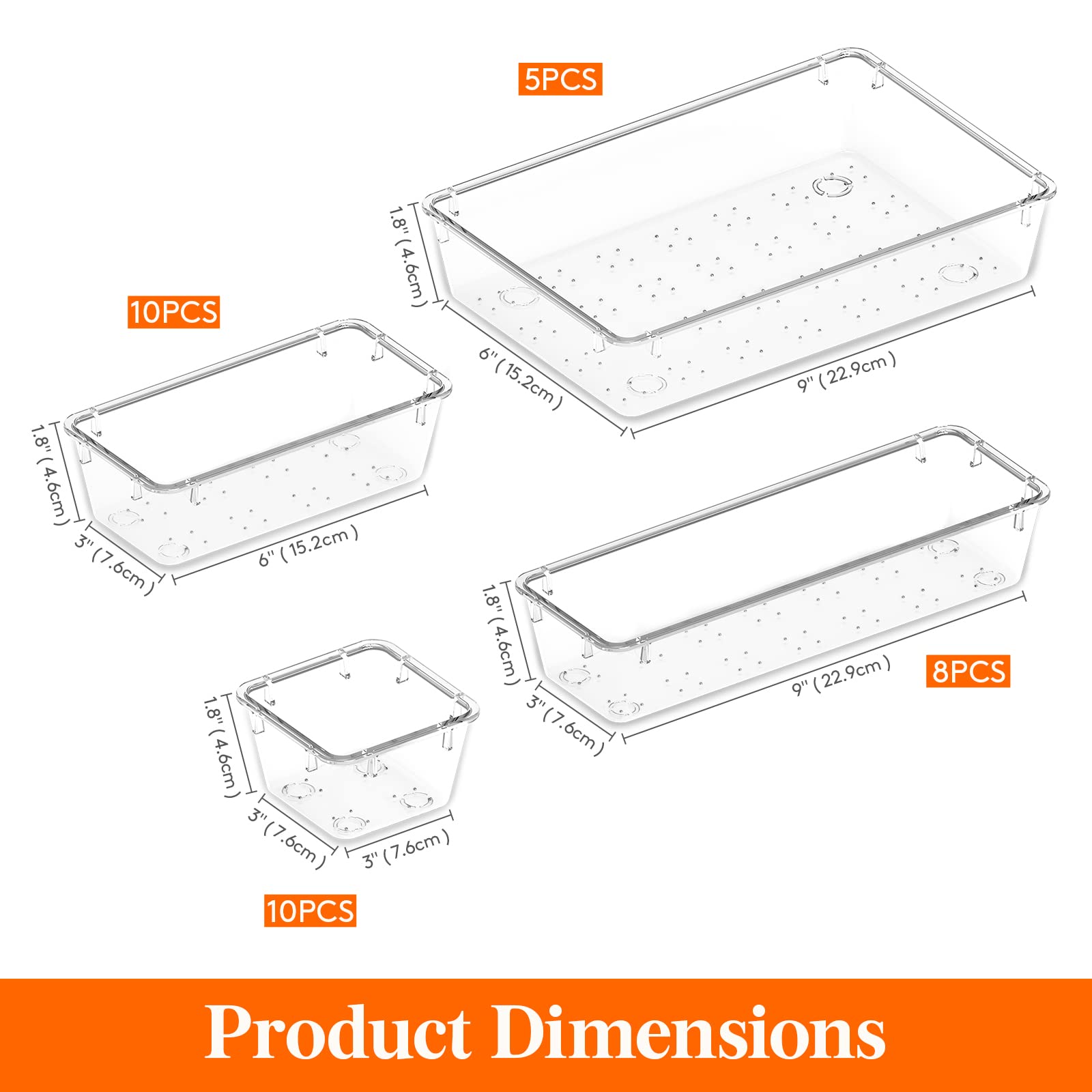Lifewit 33 Pcs Makeup Drawer Organiser, Plastic Storage Boxes, Dividers for Desk Vanity, Dressing Table, Cupboard - Image 3