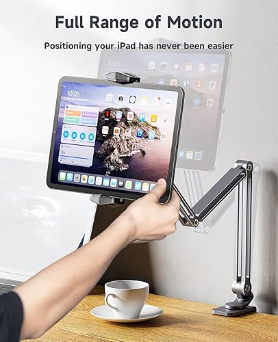 Miniatura 6 de Soporte ajustable de aluminio para tablet para cama y escritorio, compatible con iPad Pro Air, monitor portátil de 7 a 15.6 pulgadas, Kindle Fire