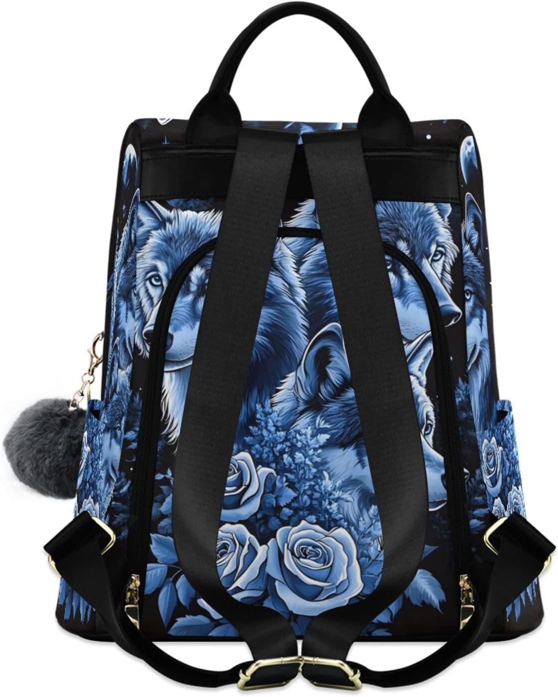 ALAZA Three Wolf Rose Backpack Purse for Women Anti Theft Fashion Back Pack Shoulder Bag