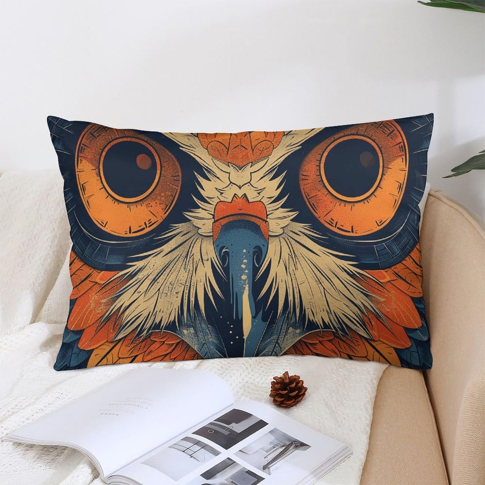 NTVOWPZO Decoration Throw Pillow Covers 12 "x20 Pillowcases Covers Retro Color Owl Soft Pillowcases Modern Farmhouse Home Decor Sofa Cushions Covers for Couch Bed Living Room