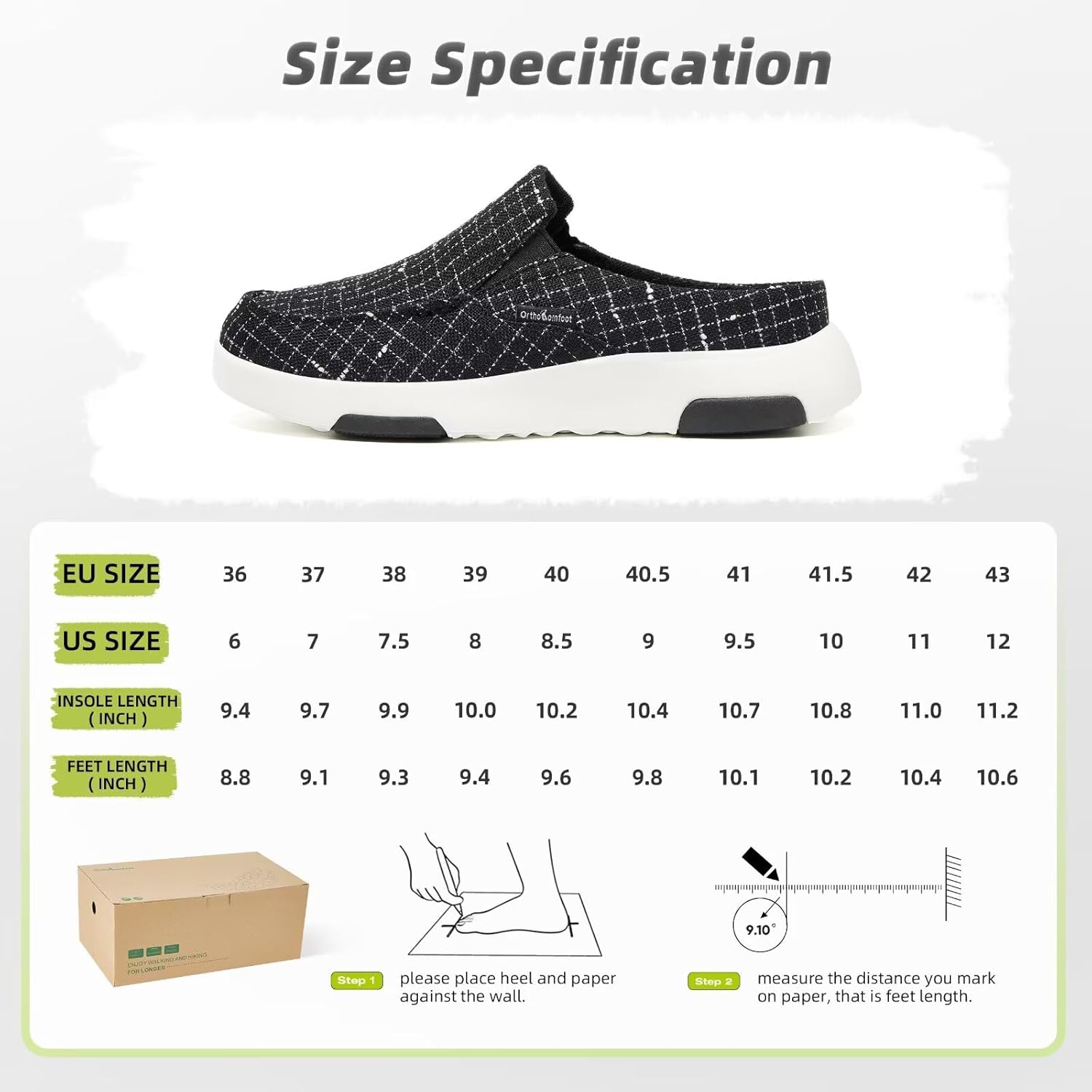 OrthoComfoot Women's Orthopedic Slip-On Loafers Walking Shoes: Comfortable Arch Support Slippers for Plantar Fasciitis, Casual Canvas Orthotic Mule Clogs for Foot Heel Pain Relief - Image 10