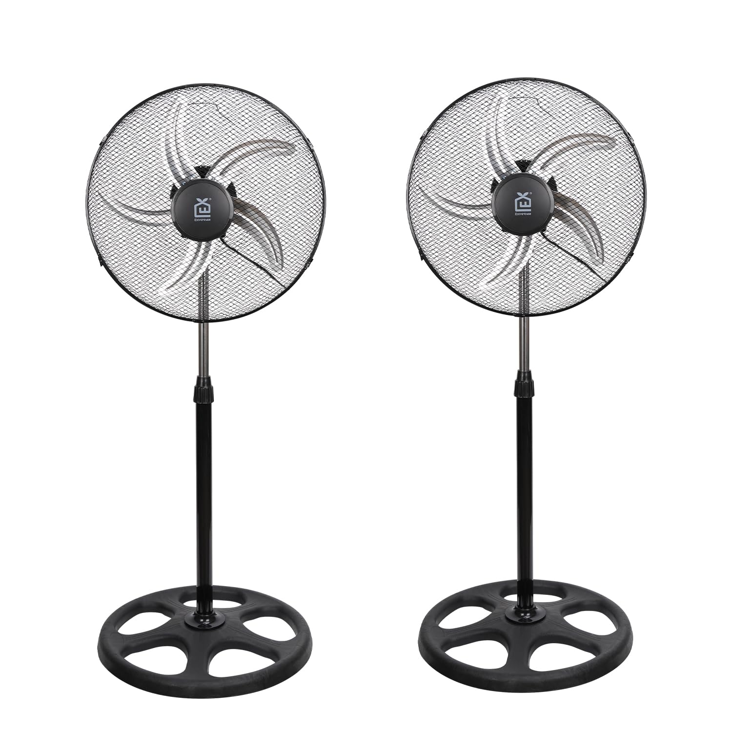 Ventilatore a terra con altezza regolabile da 101 a 130 cm, 3 velocità (bassa, media, forte), oscillazione a 90°, griglia di sicurezza antincagli, lotto da 2.